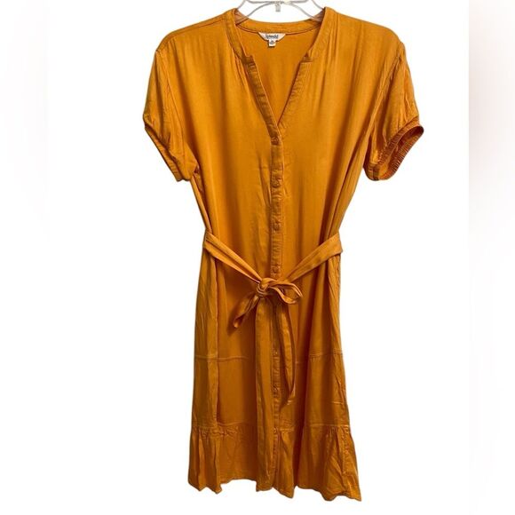 Splendid Jamie Tiered Mini Dress Size XS Short Sleeves Orange Nectar Coquette - Picture 4 of 16